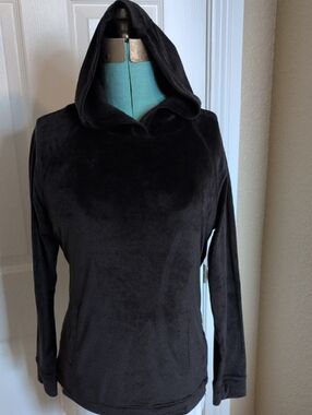 Velour Hooded Fleece Pullover With Kangaroo Front Pocket